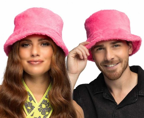 Pluszowy kapelusz Bucket Pink Rave - różowy festiwalowy rybaczka Boland
