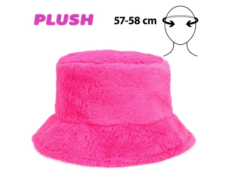 Pluszowy kapelusz Bucket Pink Rave - różowy festiwalowy rybaczka Boland