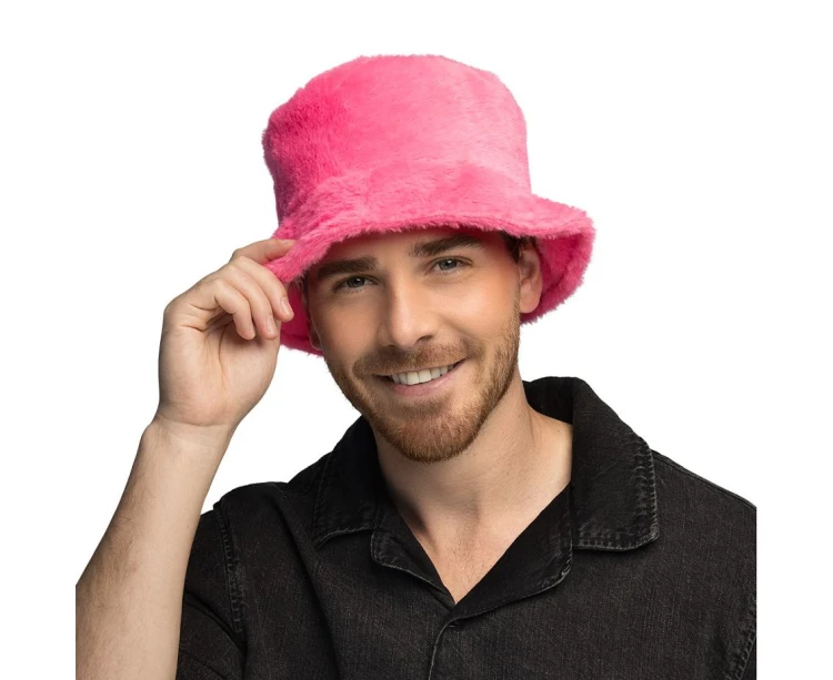 Pluszowy kapelusz Bucket Pink Rave - różowy festiwalowy rybaczka Boland