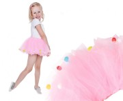 Różowa spódniczka tiulowa Tutu z kuleczkami - Spódnica dla dziewczynki