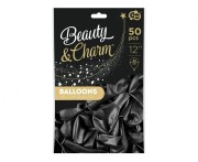 Balony Beauty&Charm, metaliki czarne 12"/ 50 szt.