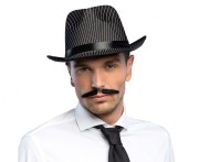 Czarny kapelusz gangsterski w białe paski - Kapelusz mafii Boland