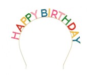 Kolorowa opaska Happy Birthday metalowa - Opaska urodzinowa Boland