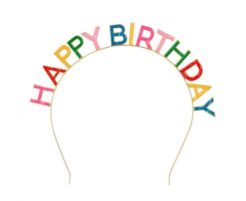 Kolorowa opaska Happy Birthday metalowa - Opaska urodzinowa Boland