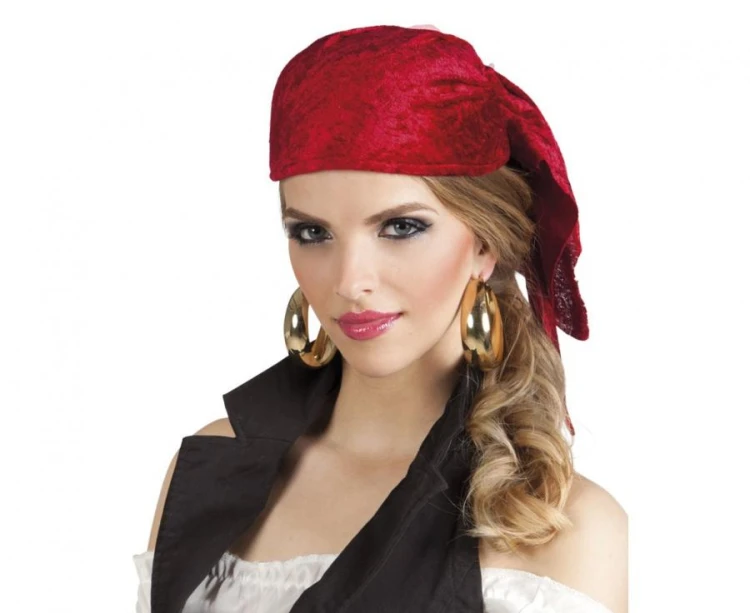 Czerwona chusta pirata na głowę Rowan - Bandana piracka dla dorosłych