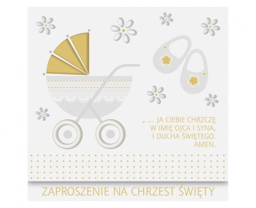 Zaproszenia na Chrzest Święty wózek Polmak - zaproszenia chrzciny 10 szt.