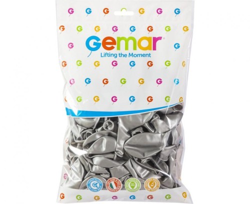 Balony AM80 metal 8" - srebrne 38/ 100 szt.