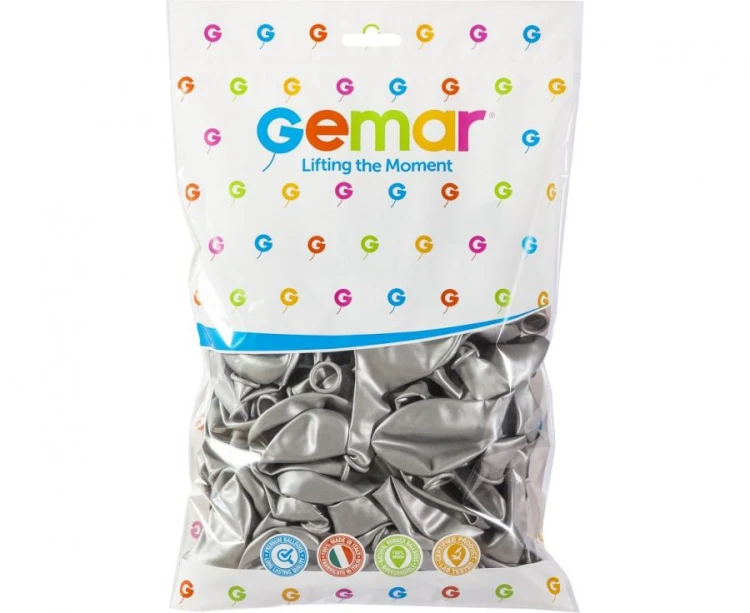 Balony AM80 metal 8" - srebrne 38/ 100 szt.