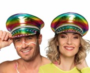 Tęczowa czapka rockowa z ćwiekami Boland - czapka z daszkiem Rainbow