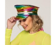 Tęczowa czapka rockowa z ćwiekami Boland - czapka z daszkiem Rainbow