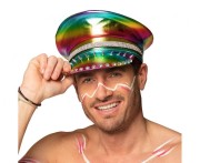 Tęczowa czapka rockowa z ćwiekami Boland - czapka z daszkiem Rainbow