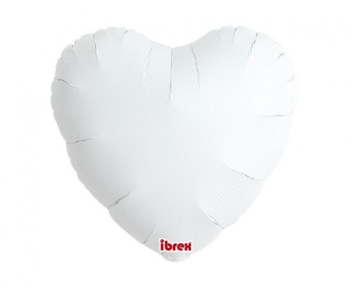 Biały balon foliowy serce metaliczny 45cm Ibrex - balony na hel 5 szt.