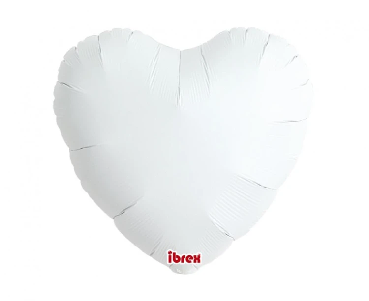 Biały balon foliowy serce metaliczny 45cm Ibrex - balony na hel 5 szt.