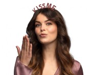 Opaska diadem metalowy Kiss Me czerwony Boland - na wieczór panieński