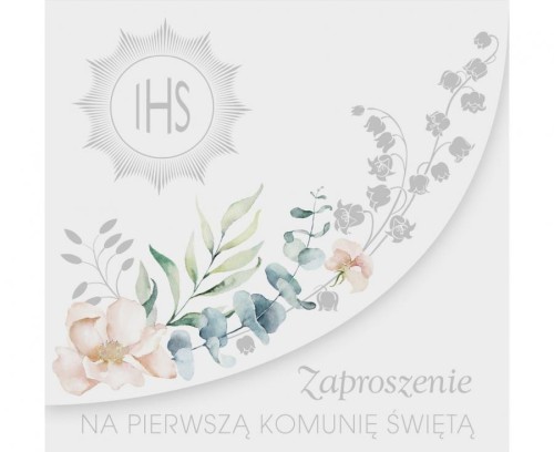 Zaproszenia komunijne kwiaty IHS Polmak - zaproszenia na Komunię 10 szt.