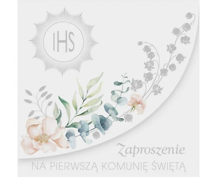 Zaproszenia komunijne kwiaty IHS Polmak - zaproszenia na Komunię 10 szt.