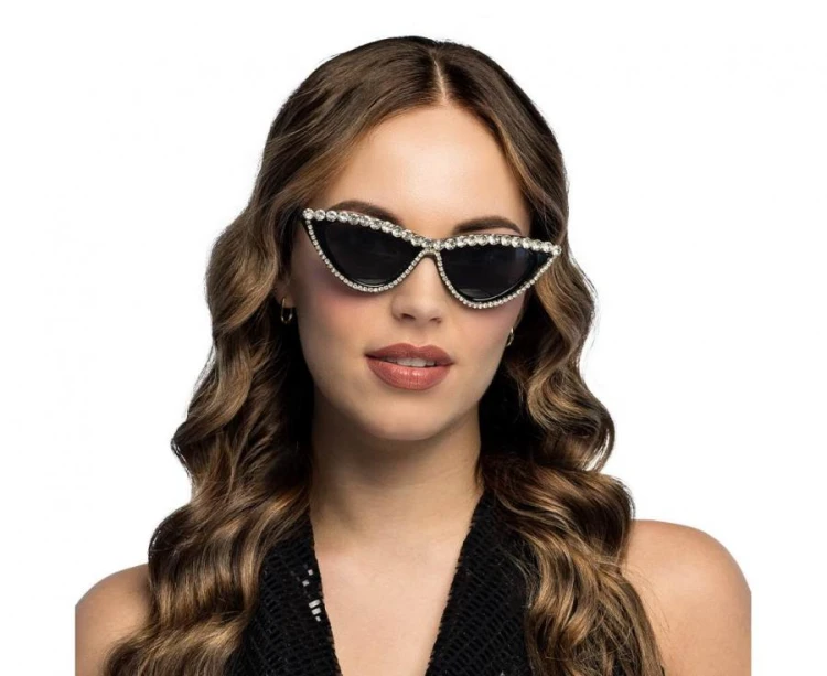 Okulary Party Bonnie czarno-srebrne Boland - okulary imprezowe retro