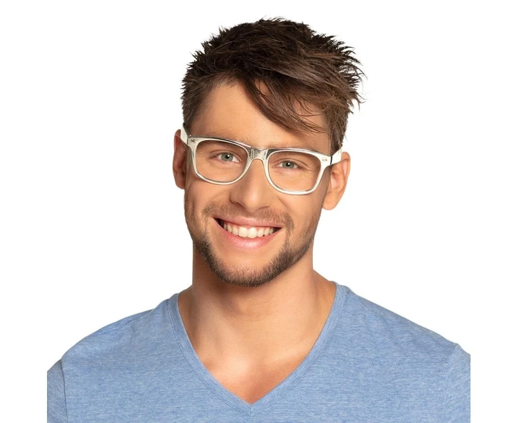Srebrne okulary na imprezę disco retro Boland 3 szt. - okulary imprezowe