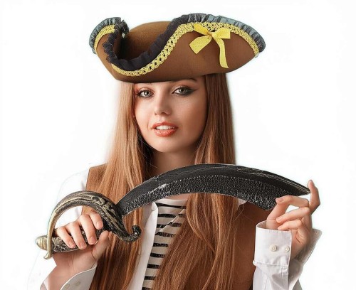 Kapelusz piratki piracki brązowy Godan - nakrycie głowy pirat na bal