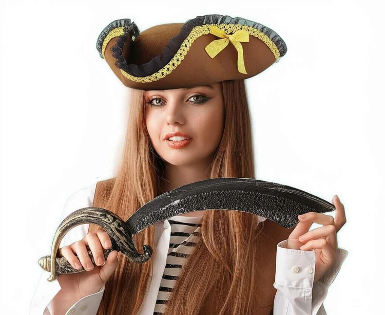 Kapelusz piratki piracki brązowy Godan - nakrycie głowy pirat na bal