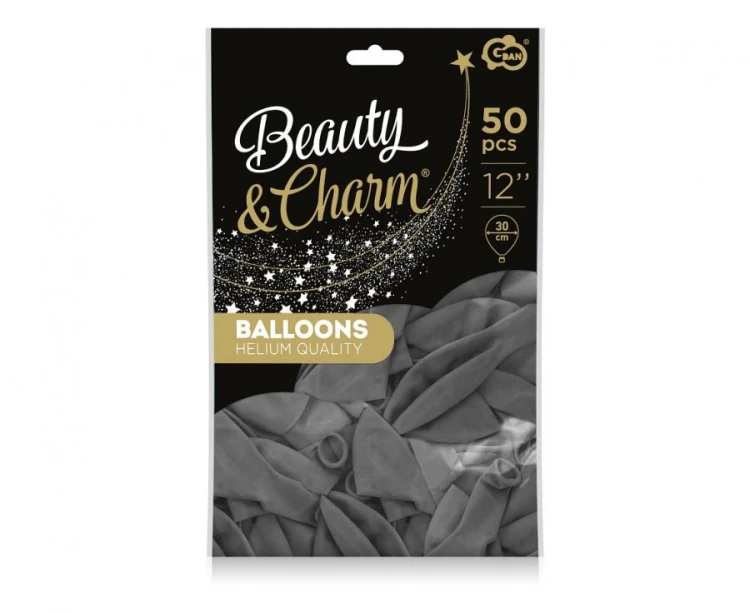 Balony Beauty&Charm, pastelowe szare 12"/ 50 szt.