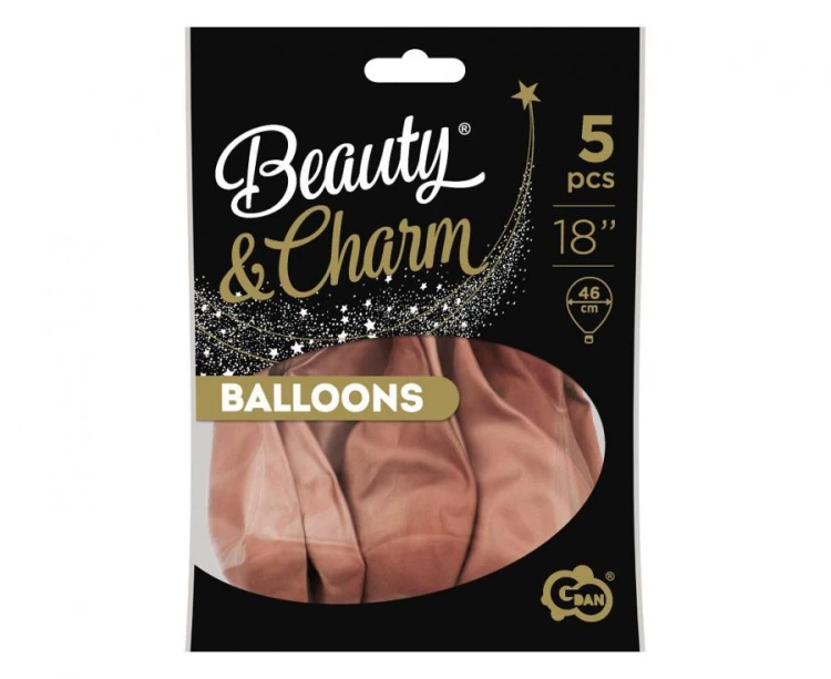 Balony Beauty&Charm, platynowe różowo-złote 18"/ 5 szt.
