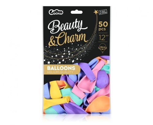 Balony Beauty&Charm, makaronowe mix 12"/ 50 szt.