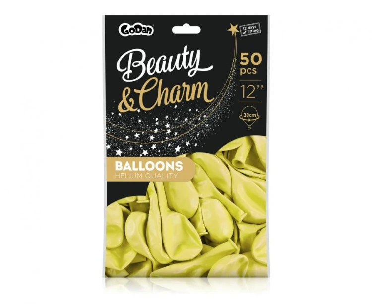 Balony Beauty&Charm, makaronowe waniliowe 12"/ 50 szt.
