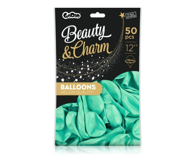 Balony Beauty&Charm, makaronowe zielone 12"/ 50 szt.