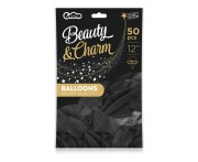 Balony Beauty&Charm, pastelowe czarne 12"/ 50 szt.
