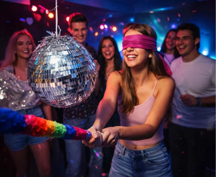 Piniata kula dyskotekowa srebrna - piniata disco na urodziny Godan