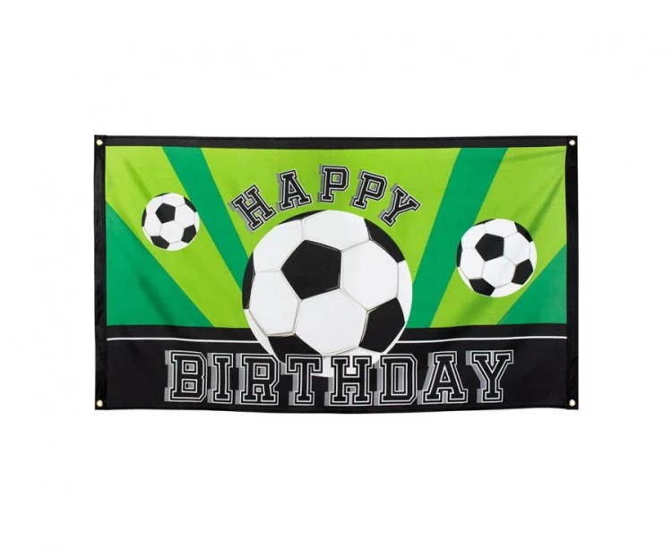 Flaga piłkarska Happy Birthday - urodzinowy baner piłka nożna