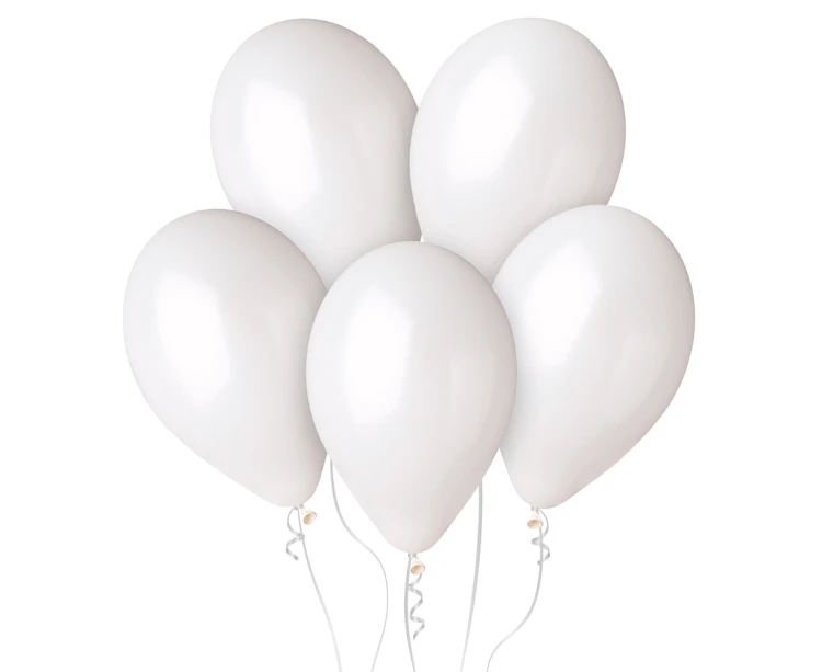 Balony metaliczne perłowo-białe - duże balony komunijne 50szt