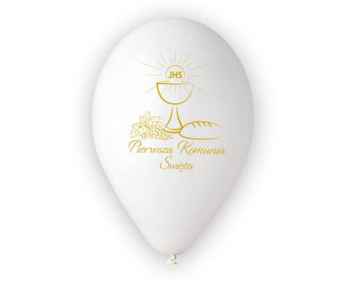 Balony na 1 Komunię Świętą białe - eleganckie balony z nadrukiem 25szt