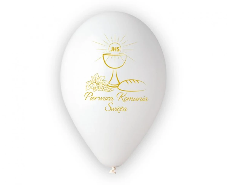 Balony na 1 Komunię Świętą białe - eleganckie balony z nadrukiem 25szt