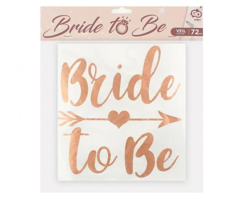 Welon na wieczór panieński Bride to be - biały welon z różowym złotem