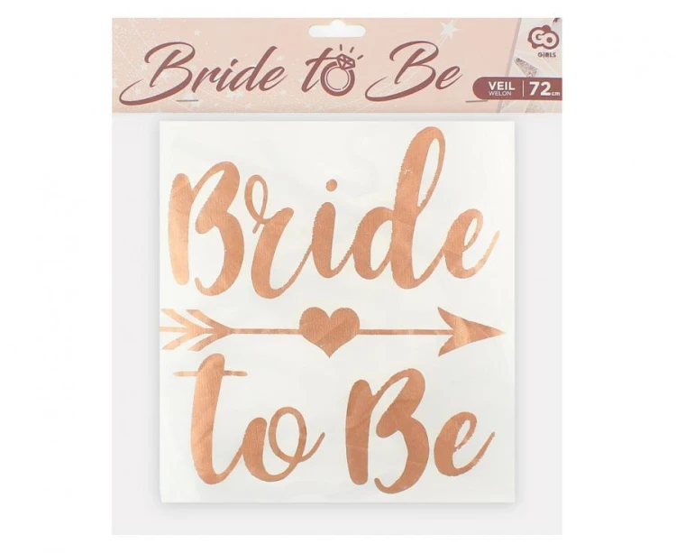 Welon na wieczór panieński Bride to be - biały welon z różowym złotem