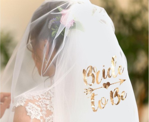 Welon na wieczór panieński Bride to be - biały welon z różowym złotem