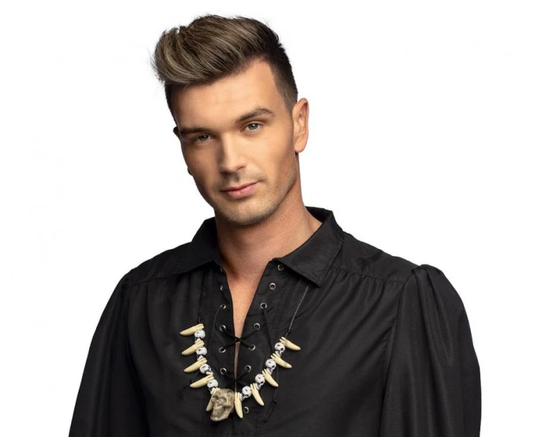 Naszyjnik zęby czaszki jaskiniowca voodoo - naszyjnik kości Boland