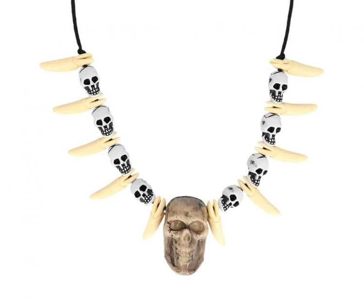 Naszyjnik zęby czaszki jaskiniowca voodoo - naszyjnik kości Boland