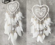Świecący łapacz snów boho serce lampki LED 13cm - ozdoba ścienna