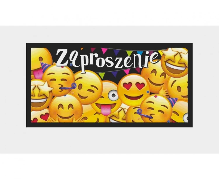 Zaproszenia dziecięce emotki buźki z kopertą - wesołe zaproszenie na urodziny