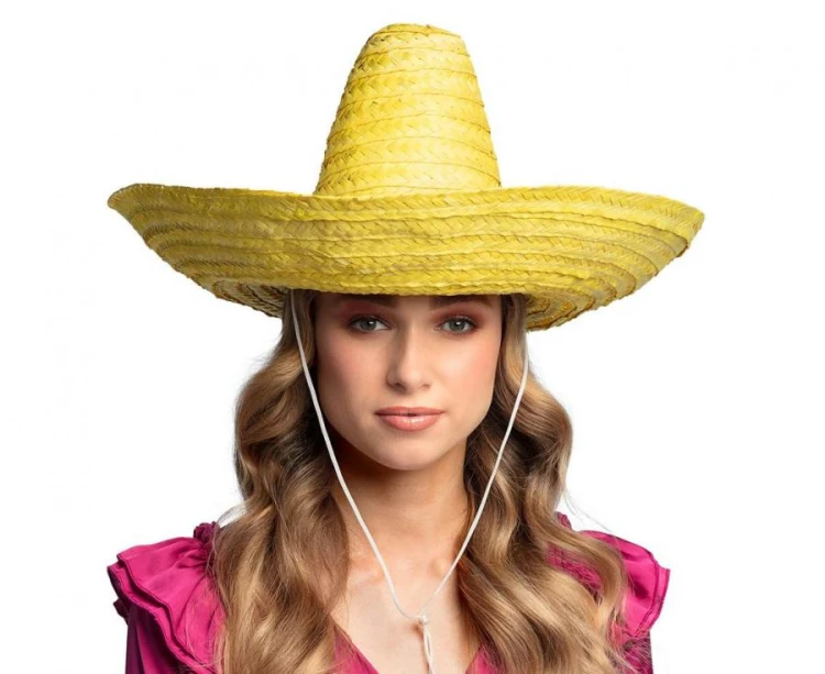 Żółte sombrero z liści palmowych 49 cm - wielki kapelusz meksykański