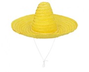Żółte sombrero z liści palmowych 49 cm - wielki kapelusz meksykański