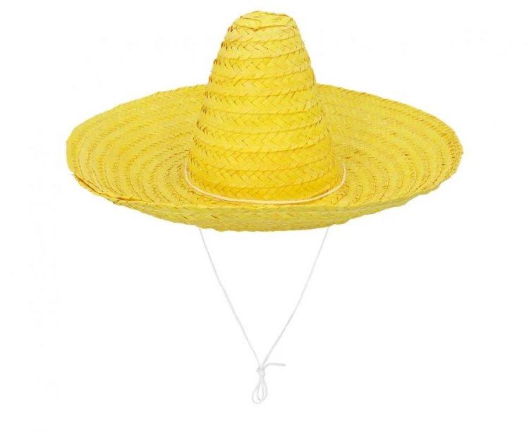 Żółte sombrero z liści palmowych 49 cm - wielki kapelusz meksykański