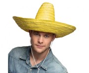 Żółte sombrero z liści palmowych 49 cm - wielki kapelusz meksykański