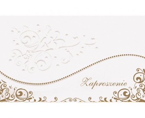 Eleganckie zaproszenia składane białe ze złotym tłoczeniem - 10 szt.