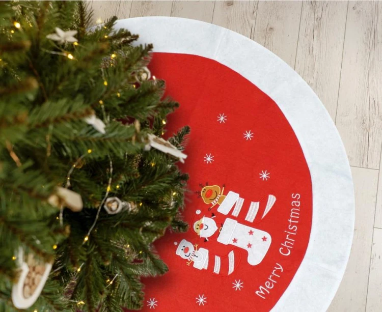 Czerwona mata pod choinkę 80 cm - spódniczka pod choinkę Merry Christmas