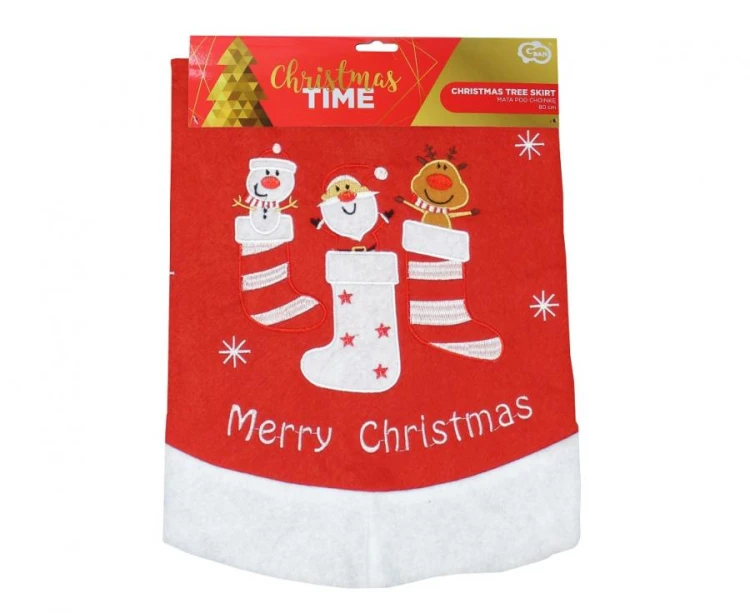 Czerwona mata pod choinkę 80 cm - spódniczka pod choinkę Merry Christmas