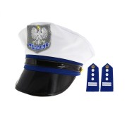 Czapka policjanta z pagonami - strój policyjny na imprezę i karnawał